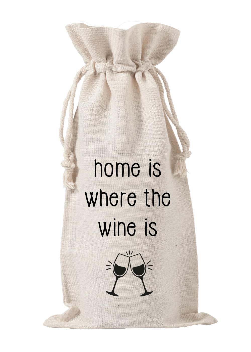 Label2X B.V. Wijnzak home is where the wine is woonaccessoires homedecoratie