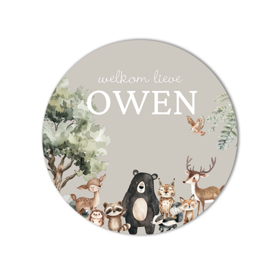 Label2X Geboorte raamsticker Geboorte raamsticker woodland Geboorte raamsticker woodland woonaccessoires homedecoratie