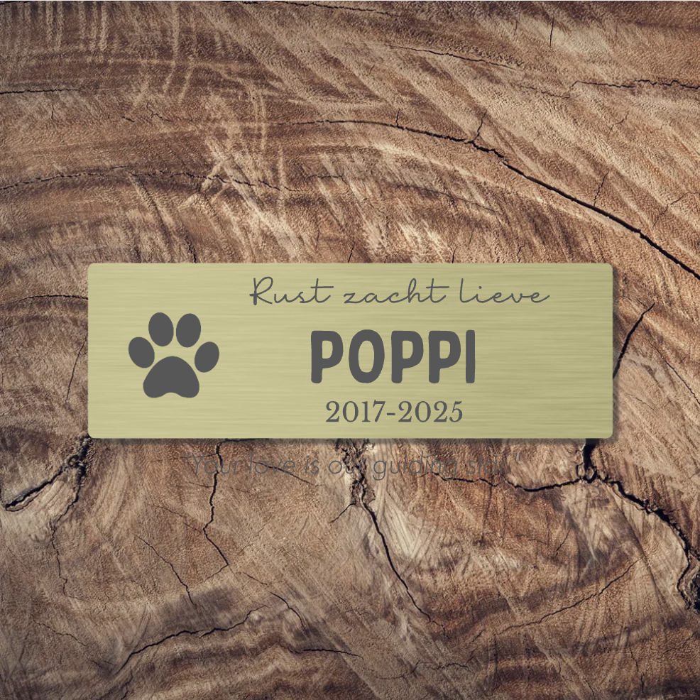 Label2X deurbordje bedrijf Gedenkplaatje klein hond Gedenkplaatje klein hond woonaccessoires homedecoratie