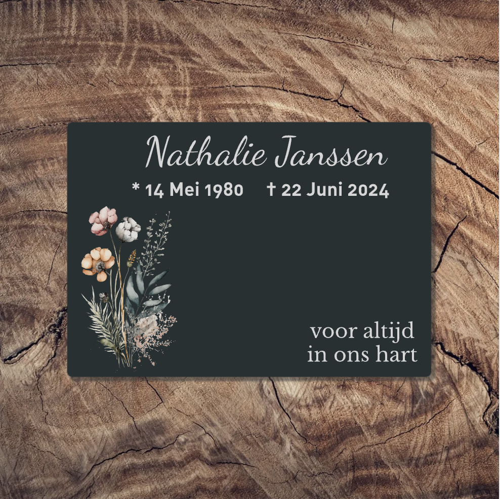 Label2X Naambordje rechthoek Gedenkplaatje rechthoek met datum Gedenkplaatje rechthoek met datum woonaccessoires homedecoratie