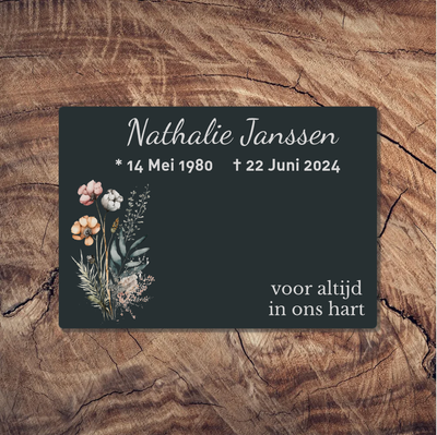 Label2X Naambordje rechthoek Gedenkplaatje rechthoek met datum Gedenkplaatje rechthoek met datum woonaccessoires homedecoratie