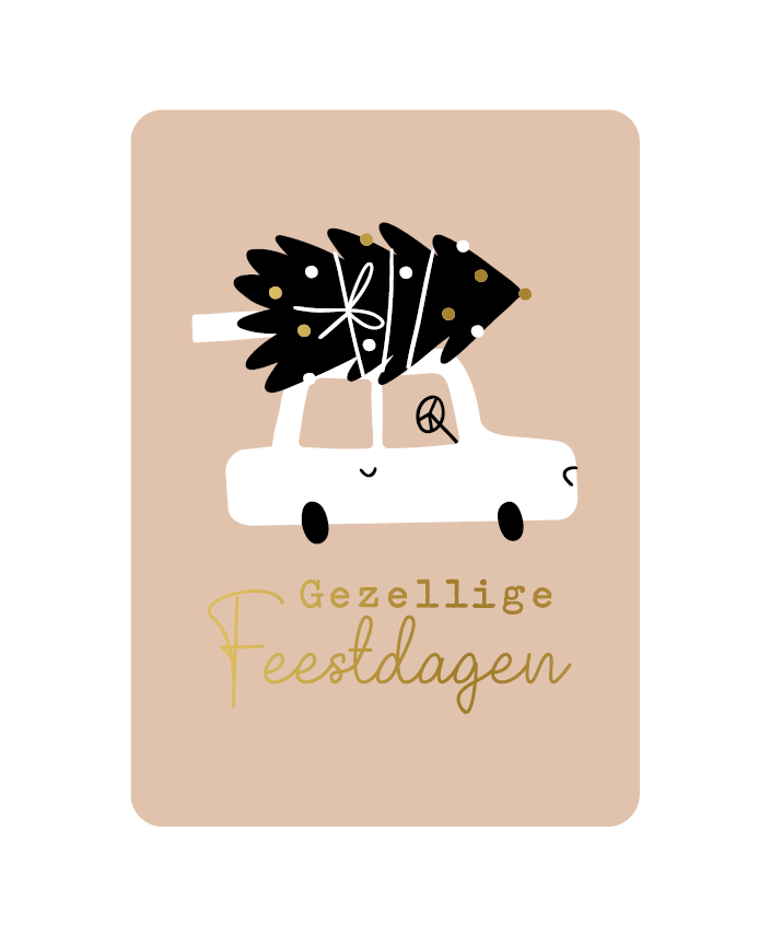 Label2X Kaarten Kaart gezellige feestdagen met goudfolie woonaccessoires homedecoratie