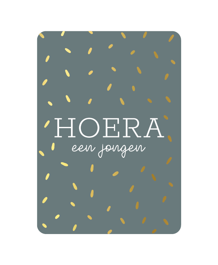 Label2X Kaarten Kaart hoera een jongen met goudfolie Kaart hoera een jongen met goudfolie woonaccessoires homedecoratie