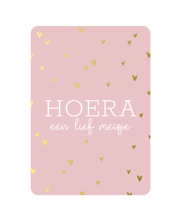 Label2X Kaarten Kaart hoera een lief meisje met goudfolie Kaart hoera een lief meisje met goudfolie woonaccessoires homedecoratie