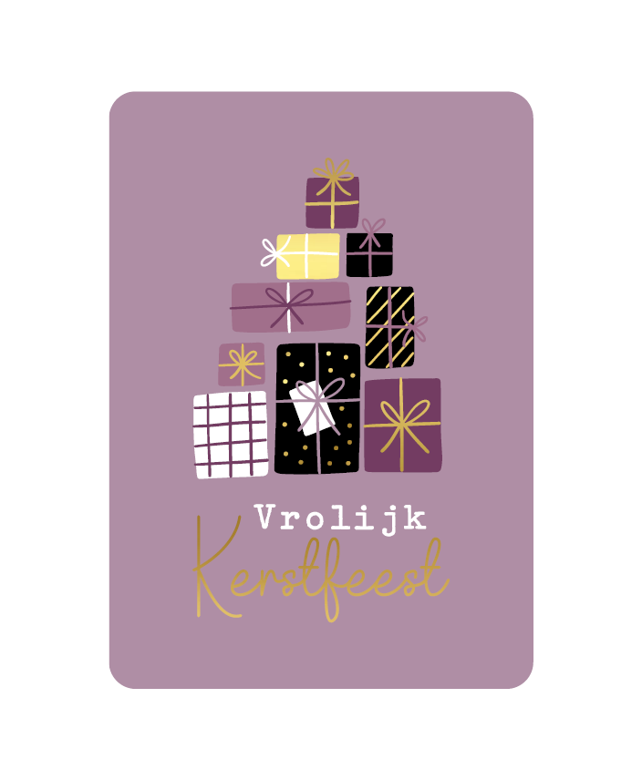 Label2X Kaarten Kaart vrolijk kerstfeest met goudfolie woonaccessoires homedecoratie