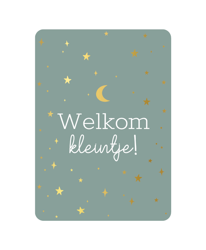 Label2X Kaarten Kaart welkom kleintje met goudfolie woonaccessoires homedecoratie