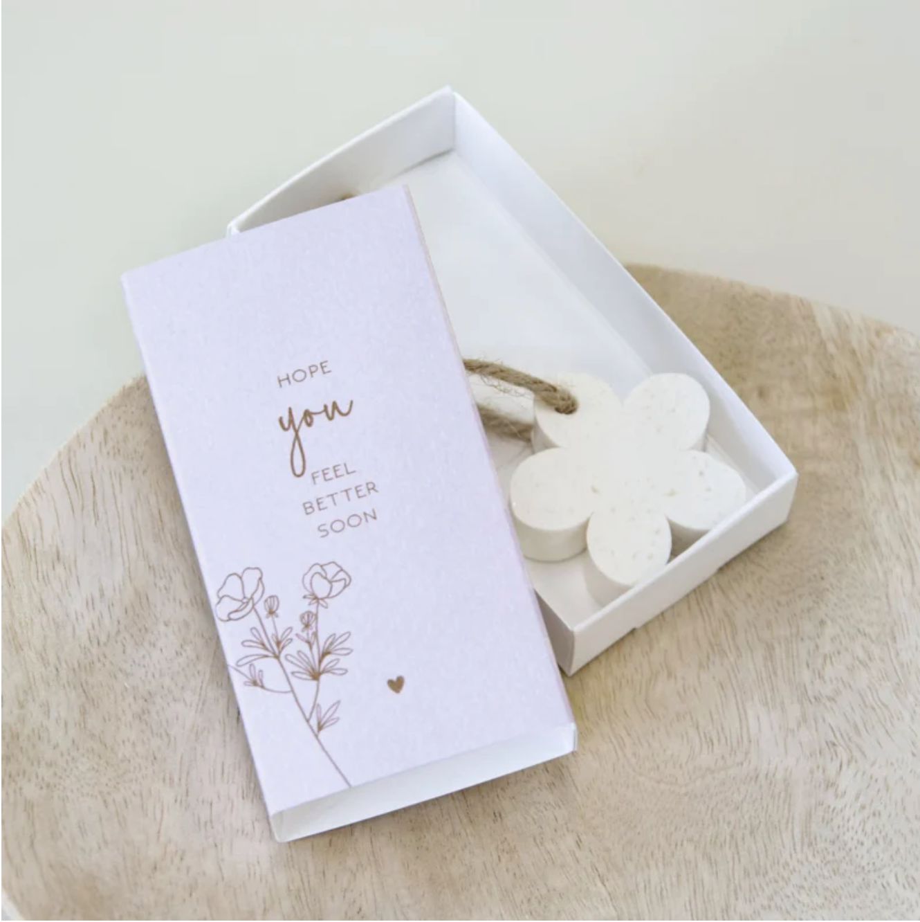 Label2X Mini giftbox met zeepbloemetje hope you feel better soon woonaccessoires homedecoratie