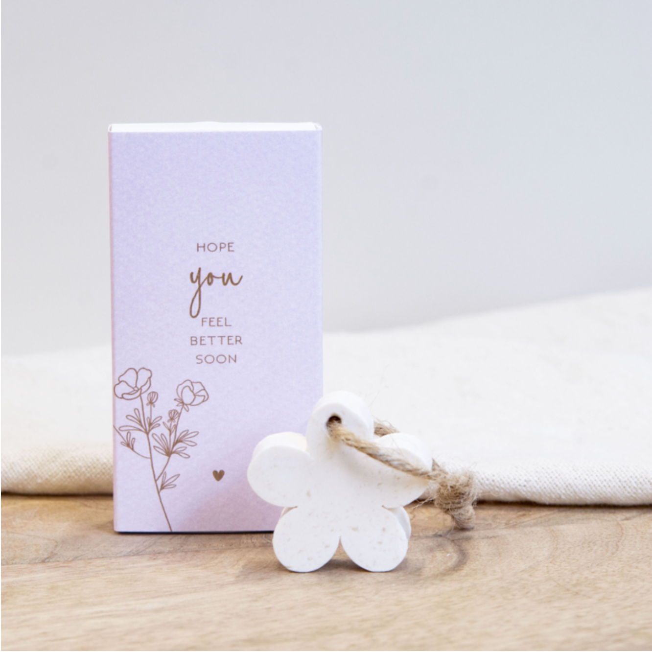 Label2X Mini giftbox met zeepbloemetje hope you feel better soon woonaccessoires homedecoratie