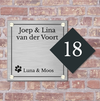 Label2X Naambordje rechthoek Naambordje voordeur luxe vierkant Naambordje voordeur luxe vierkant woonaccessoires homedecoratie