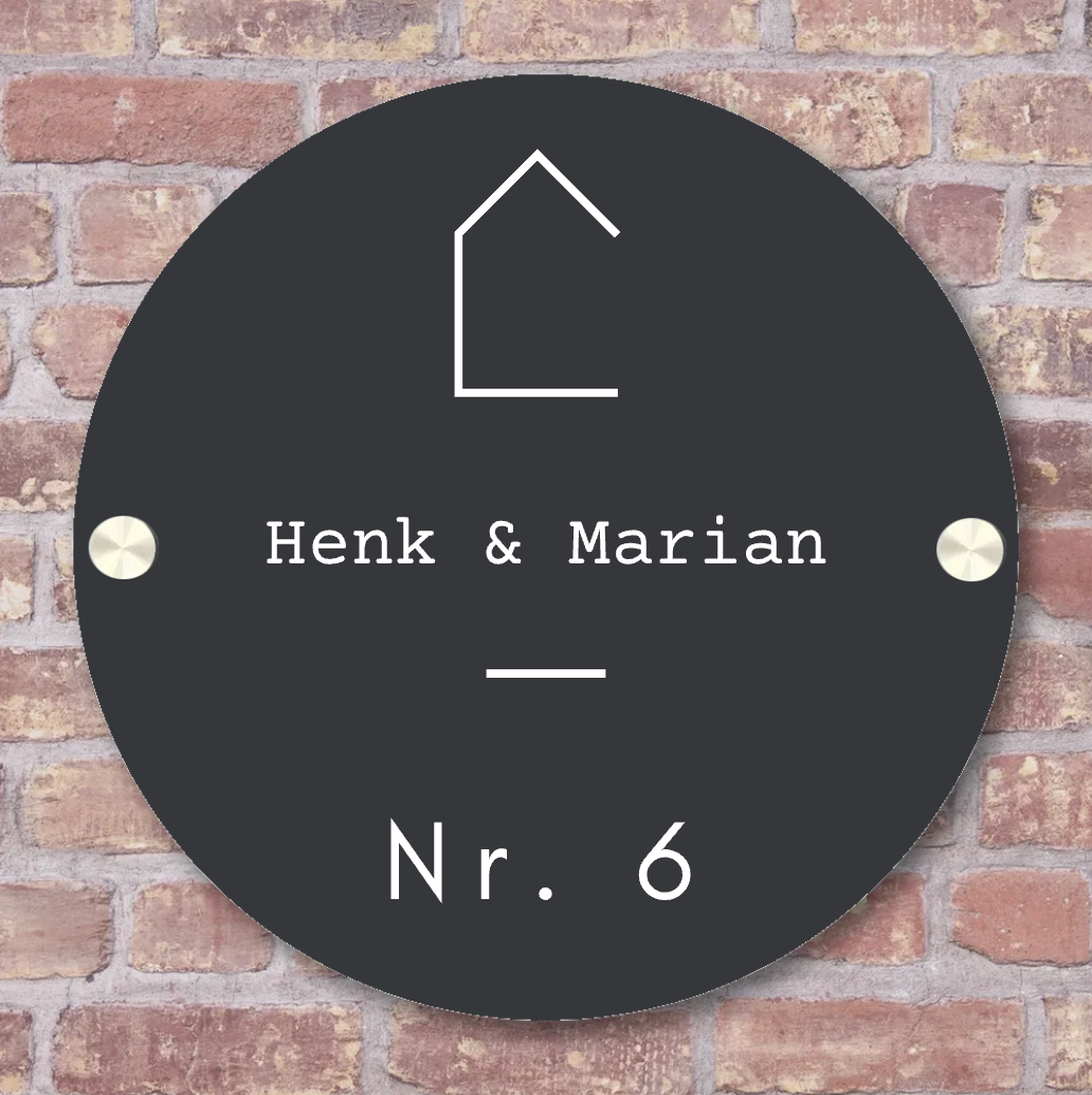 Label2X Naambordje rond Naambordje voordeur minimal house Naambordje voordeur minimal house woonaccessoires homedecoratie