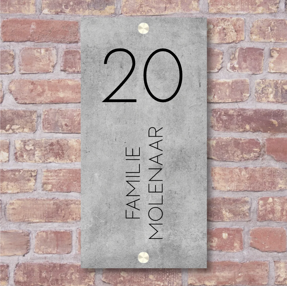 Label2X Naambordje rechthoek Naambordje voordeur rechthoek staand strak betonlook zwart woonaccessoires homedecoratie