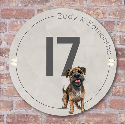 Label2X Naambordje rond Naambordje voordeur rond hondje Naambordje voordeur rond hondje woonaccessoires homedecoratie