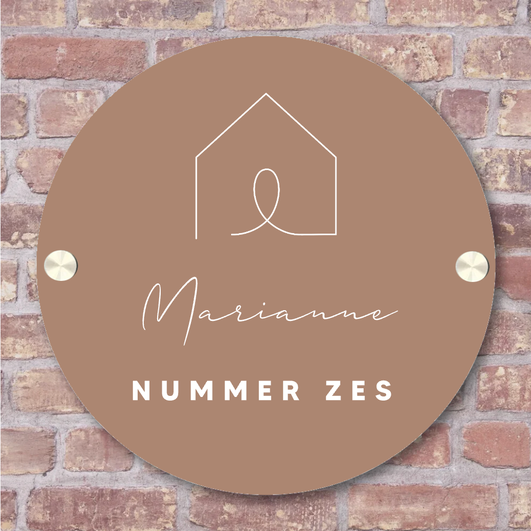 Label2X Naambordje rond Naambordje voordeur rond huisje Naambordje voordeur rond huisje woonaccessoires homedecoratie