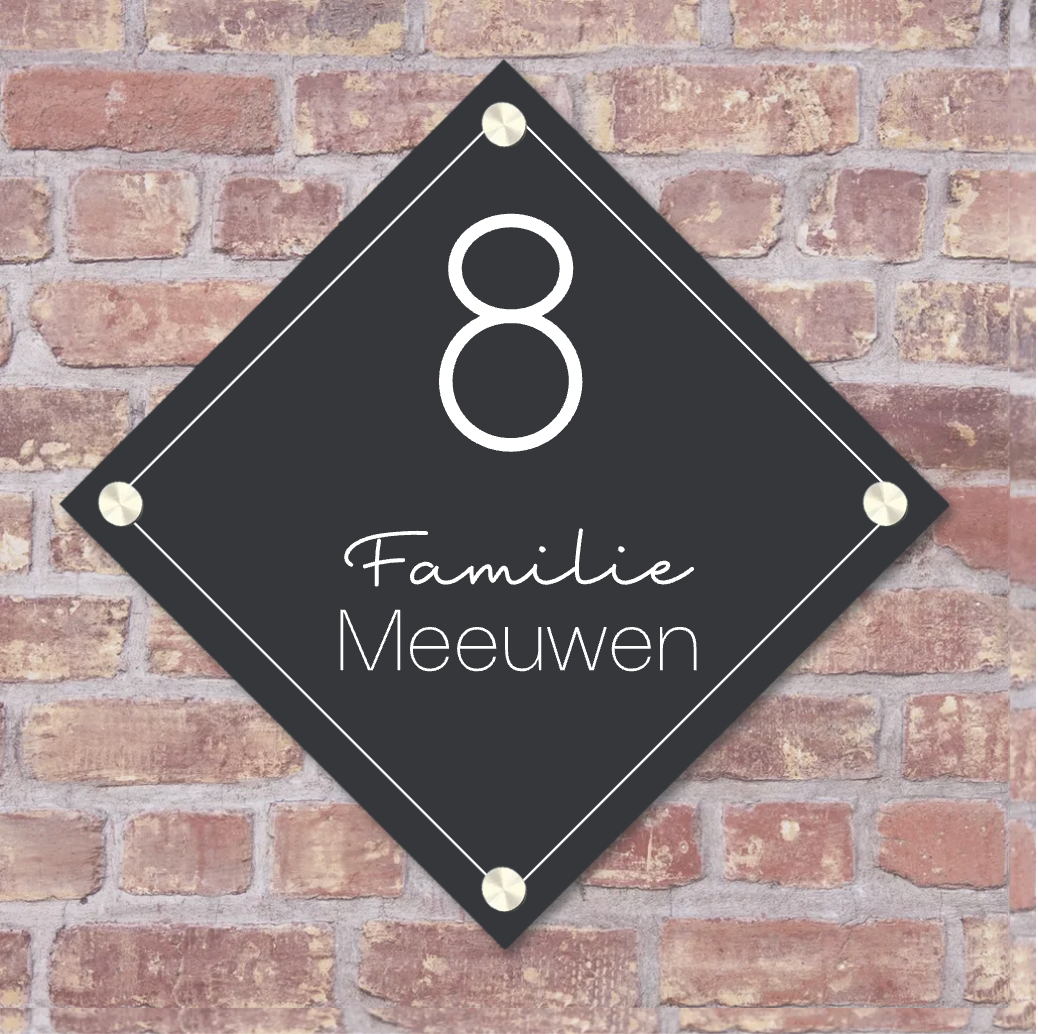 Label2X Naambordje vierkant Naambordje voordeur vierkant kantel antraciet Naambordje voordeur vierkant kantel antraciet woonaccessoires homedecoratie