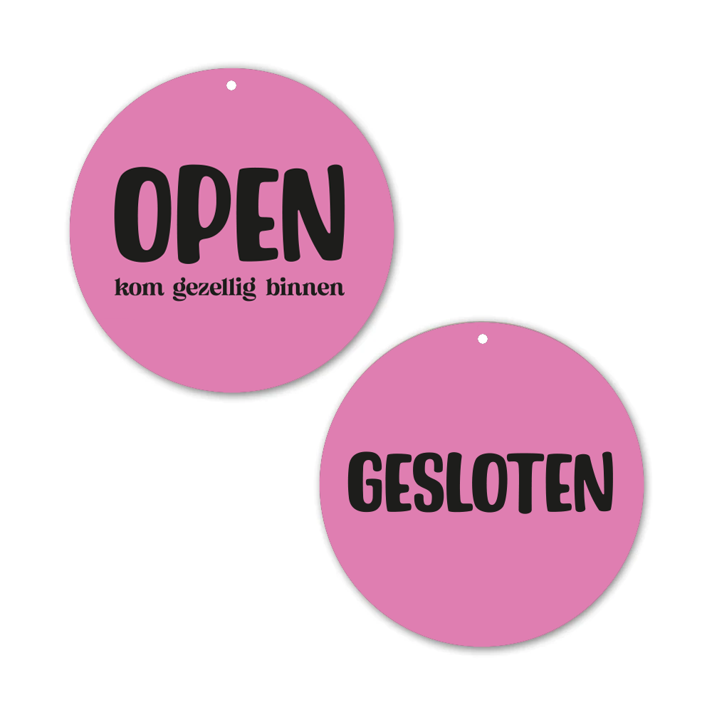 Label2X Alles voor je shop Open en gesloten bordje roze Open en gesloten bordje roze woonaccessoires homedecoratie