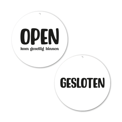 Label2X Alles voor je shop Open en gesloten bordje wit Open en gesloten bordje wit woonaccessoires homedecoratie