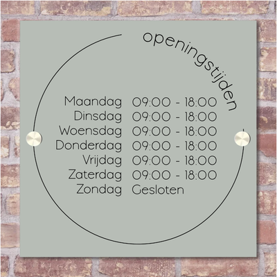 Label2X Naambordje rond Openingstijden bordje vierkant Openingstijden bordje vierkant woonaccessoires homedecoratie