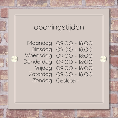 Label2X Naambordje rond Openingstijden bordje vierkant Openingstijden bordje vierkant woonaccessoires homedecoratie