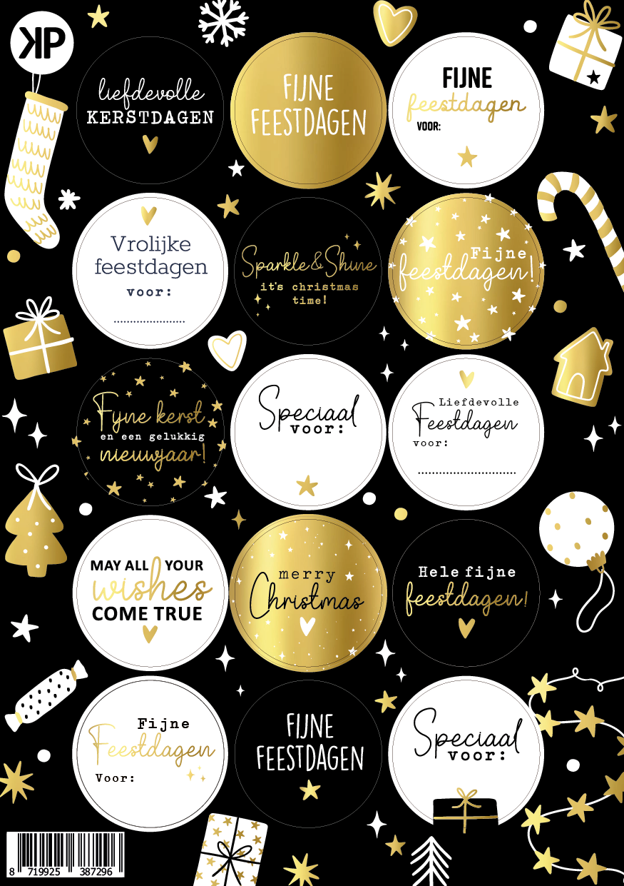 Label2X Stickervel kerst luxe met goudfolie 