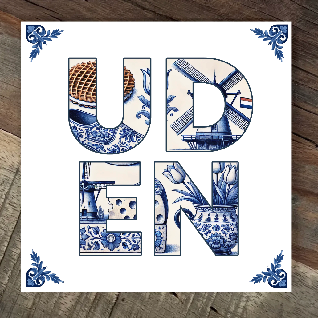 Label2X Tegeltje delfts blauw Uden Tegeltje delfts blauw Uden woonaccessoires homedecoratie