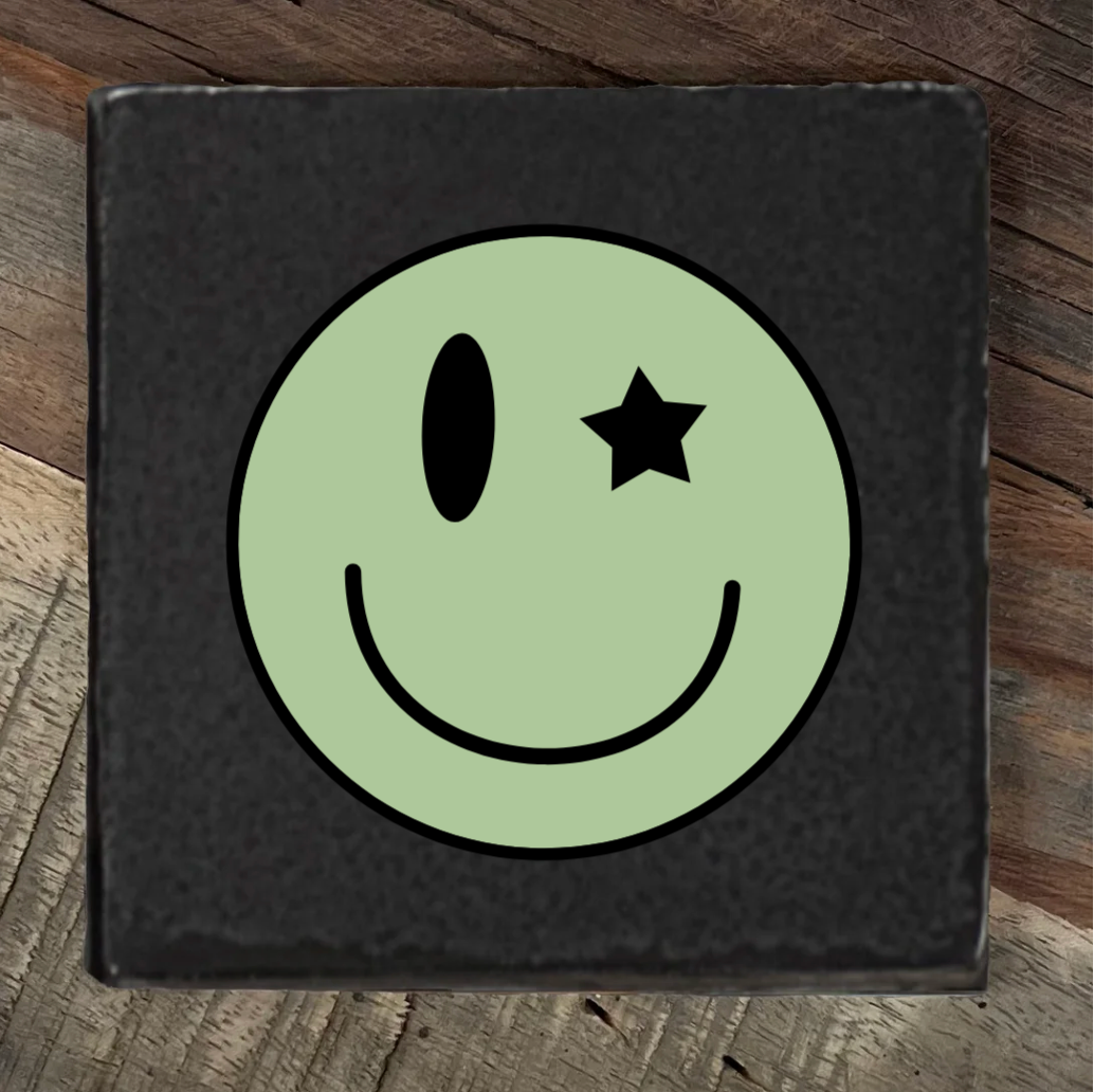 Label2X Tegeltje smiley ster Tegeltje smiley ster woonaccessoires homedecoratie