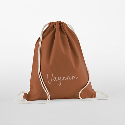 Label2X Tas Terracotta Gymtasje met sierlijke naam woonaccessoires homedecoratie